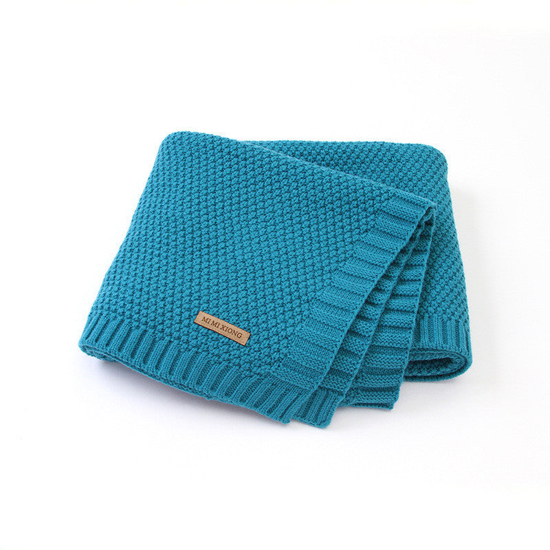 HKM-584851 Cozy Solid Color Knitted Blanket for Newborns in Soft Acrylic, 100x80cm