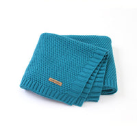 HKM-584851 Cozy Solid Color Knitted Blanket for Newborns in Soft Acrylic, 100x80cm