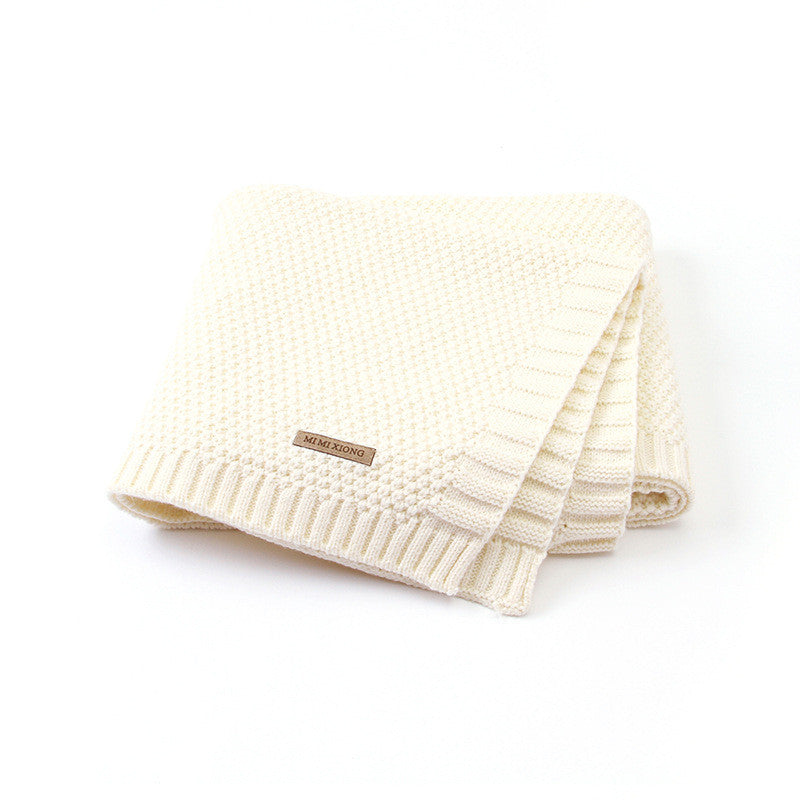 HKM-584851 Cozy Solid Color Knitted Blanket for Newborns in Soft Acrylic, 100x80cm