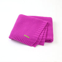 HKM-584851 Cozy Solid Color Knitted Blanket for Newborns in Soft Acrylic, 100x80cm