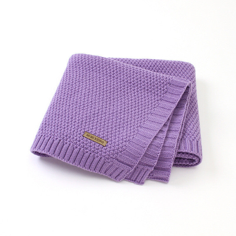 HKM-584851 Cozy Solid Color Knitted Blanket for Newborns in Soft Acrylic, 100x80cm