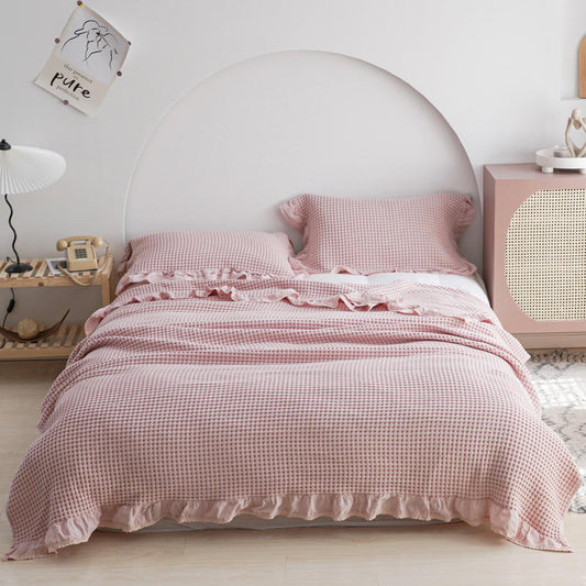 HKM-584979 Korean Style Cotton Air Conditioning Blanket with Pillowcase - Multiple Colors and Sizes Available