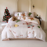 HKM-585171 Christmas-Themed Super Soft Washed Cotton 4-Piece Bedding Set