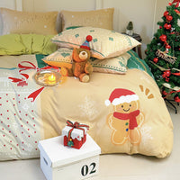 HKM-585171 Christmas-Themed Super Soft Washed Cotton 4-Piece Bedding Set