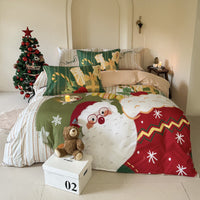 HKM-585171 Christmas-Themed Super Soft Washed Cotton 4-Piece Bedding Set
