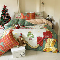 HKM-585171 Christmas-Themed Super Soft Washed Cotton 4-Piece Bedding Set