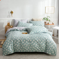 HKM-585171 Cotton 4-Piece Bedding Set with Floral and Plant Patterns