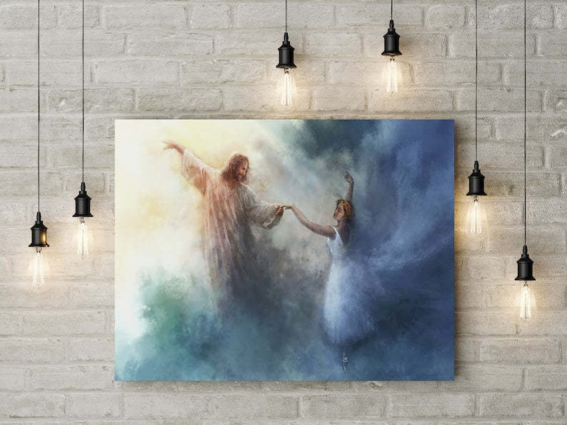 HKM-585171 Framed Canvas Art - Jesus Oil Painting with Elegant Wooden Frame