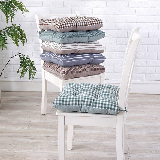 HKM-585235 Thickened Non-Slip Cushion with Modern Check Pattern - 40x40cm in Green, Blue, and Brown