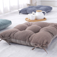 HKM-585235 Thickened Non-Slip Cushion with Modern Check Pattern - 40x40cm in Green, Blue, and Brown