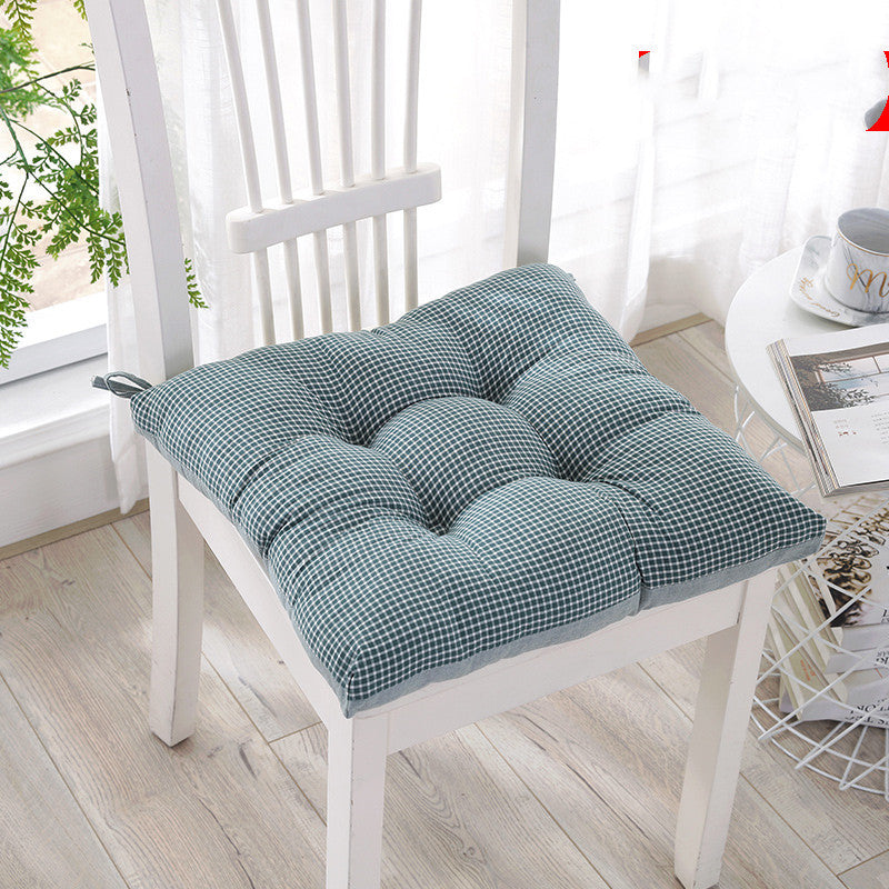 HKM-585235 Thickened Non-Slip Cushion with Modern Check Pattern - 40x40cm in Green, Blue, and Brown