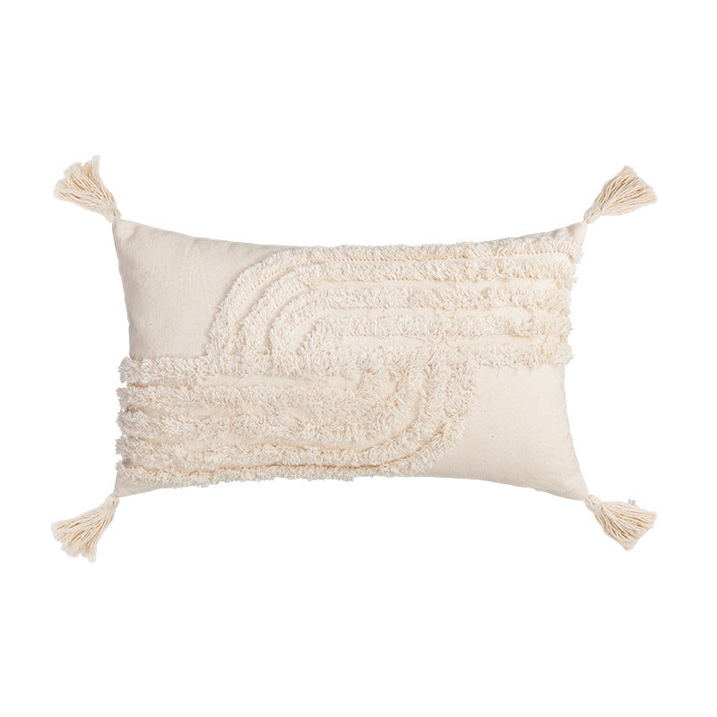 HKM-585299 Bohemian Cotton Cushion Cover with Fringes - 45x45cm