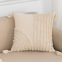 HKM-585299 Bohemian Cotton Cushion Cover with Fringes - 45x45cm