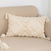 HKM-585299 Bohemian Cotton Cushion Cover with Fringes - 45x45cm