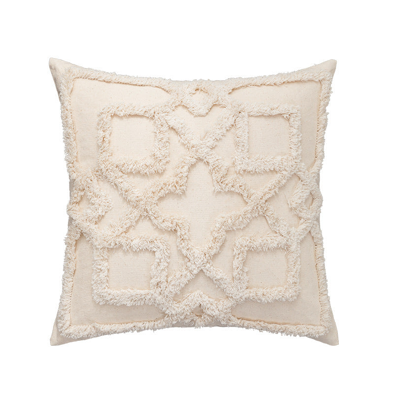 HKM-585299 Bohemian Cotton Cushion Cover with Fringes - 45x45cm