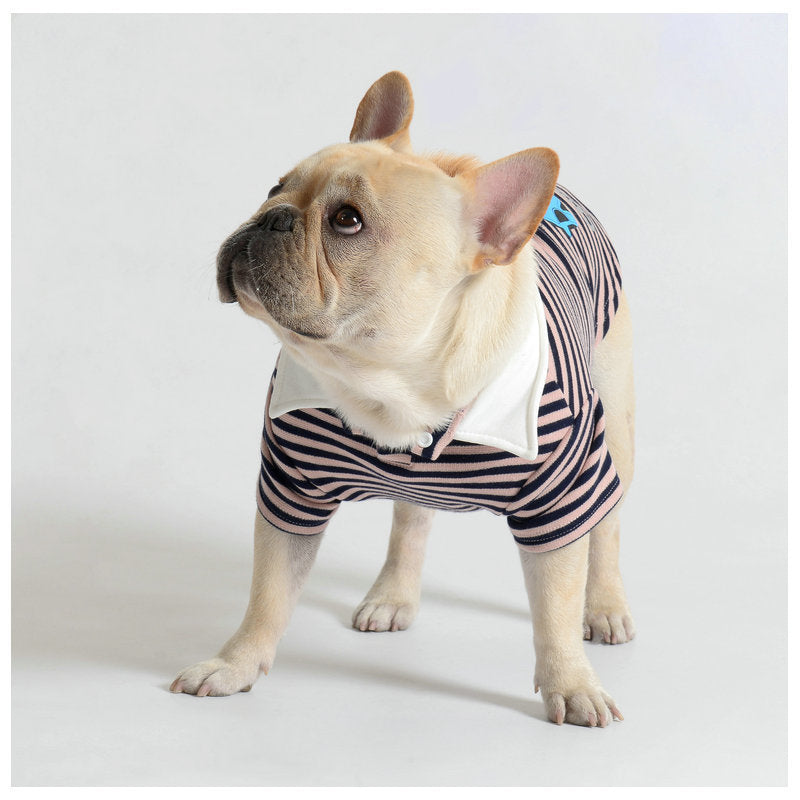HKM-585427 Cozy Cotton Casual Pet Sweater in Pink and Yellow Stripe Designs