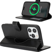 HKM-585427 Leather Wireless Power Bank Wallet with Magnetic Charging and 4 Card Slots