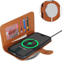 HKM-585427 Leather Wireless Power Bank Wallet with Magnetic Charging and 4 Card Slots