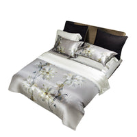HKM-585491 Digital Printed Four-Piece Bedding Set with Plant and Flower Design, Silk Material, 220x240cm