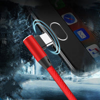 HKM-585555 Braided Elbow USB Data Cable - 1m, Compatible with Android, Apple & TYPE-C Devices