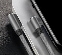 HKM-585555 Braided Elbow USB Data Cable - 1m, Compatible with Android, Apple & TYPE-C Devices
