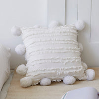 HKM-585555 Solid Color Cotton Jacquard Sofa Cushion - 45x45cm in White, Apricot Yellow, Off White, or Carbon Grey