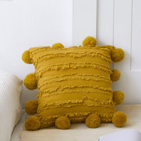 HKM-585555 Solid Color Cotton Jacquard Sofa Cushion - 45x45cm in White, Apricot Yellow, Off White, or Carbon Grey
