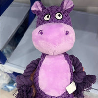 HKM-585619 Interactive Plush Hippo Dog Toy for Tug of War and Training