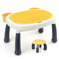 HKM-585811 Kids Building Blocks Table and Chair Set for Ages 2-7 - Eco-Friendly Educational Toy