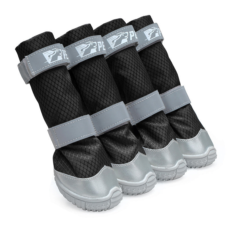 HKM-585811 Reflective Velcro Dog Shoes for Outdoor Travel - Waterproof, Non-Slip, Wear-Resistant Footwear in Black, Blue, Orange