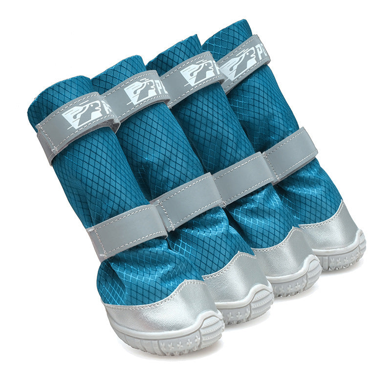 HKM-585811 Reflective Velcro Dog Shoes for Outdoor Travel - Waterproof, Non-Slip, Wear-Resistant Footwear in Black, Blue, Orange