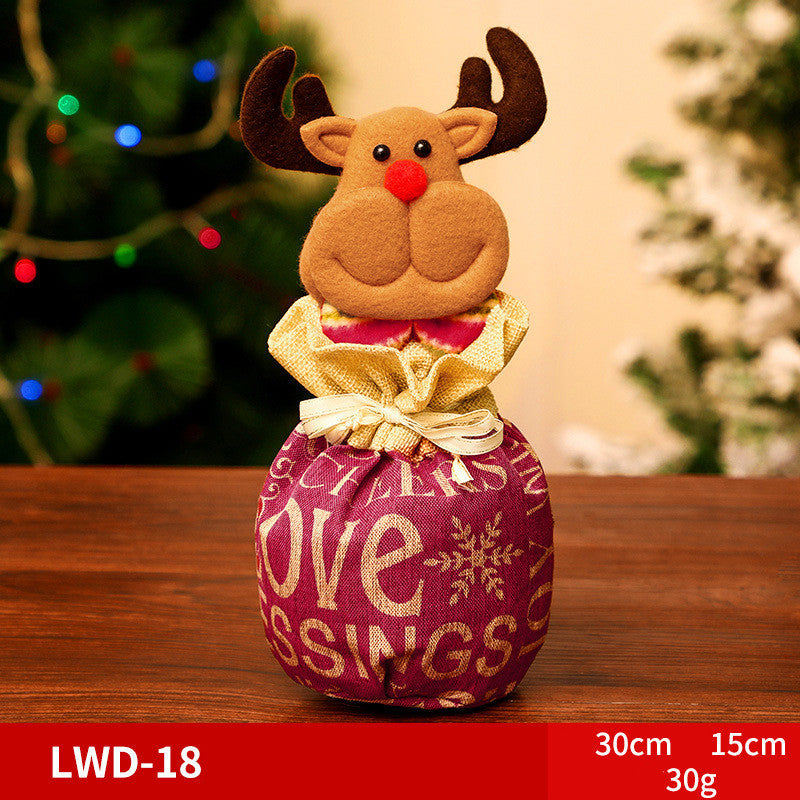 HKM-585939 Christmas Portable Brushed Non-Woven Fabric Gift Bag - Snowman, Elk, Santa, Bear Designs