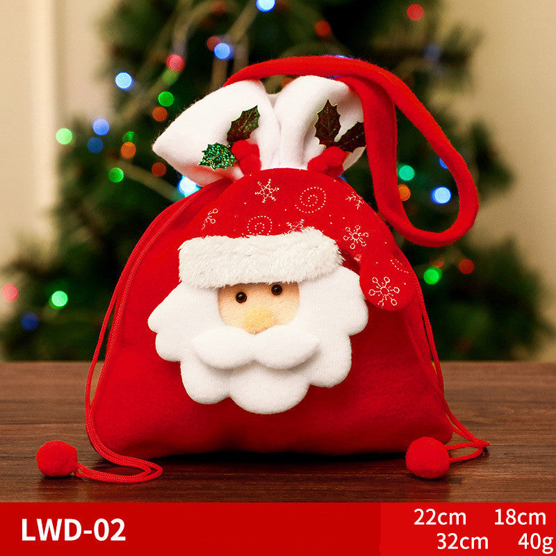 HKM-585939 Christmas Portable Brushed Non-Woven Fabric Gift Bag - Snowman, Elk, Santa, Bear Designs