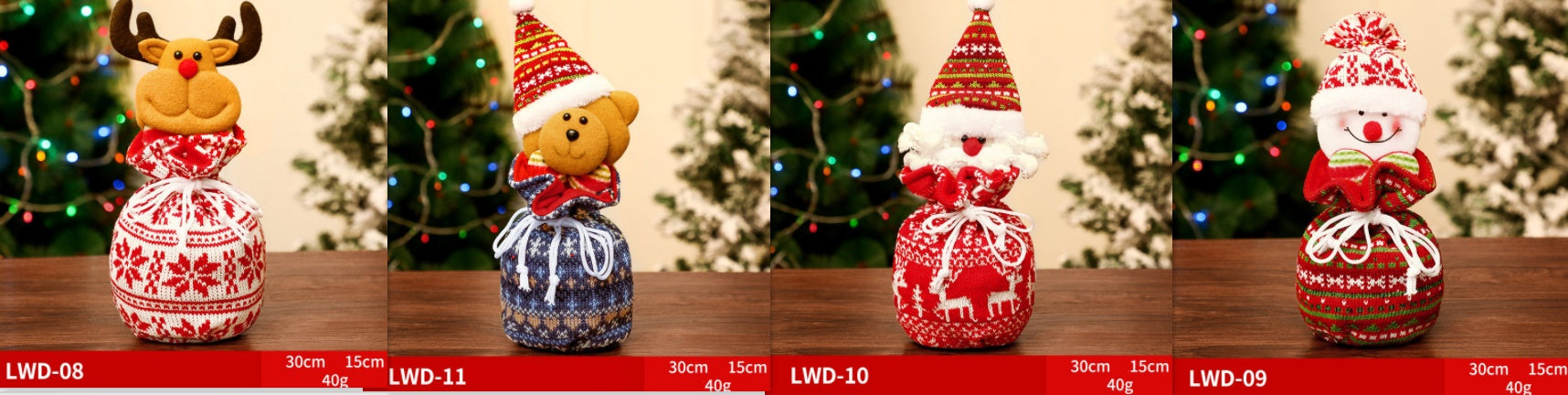 HKM-585939 Christmas Portable Brushed Non-Woven Fabric Gift Bag - Snowman, Elk, Santa, Bear Designs