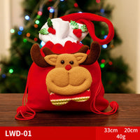 HKM-585939 Christmas Portable Brushed Non-Woven Fabric Gift Bag - Snowman, Elk, Santa, Bear Designs