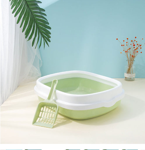 HKM-586003 Large Detachable Anti-Splashing Cat Litter Box - Plastic, Multi-Size Options in Pink, Blue, Gray, Green