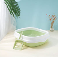 HKM-586003 Large Detachable Anti-Splashing Cat Litter Box - Plastic, Multi-Size Options in Pink, Blue, Gray, Green