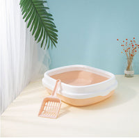 HKM-586003 Large Detachable Anti-Splashing Cat Litter Box - Plastic, Multi-Size Options in Pink, Blue, Gray, Green