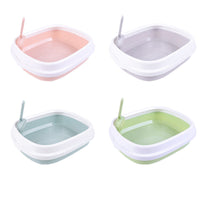 HKM-586003 Large Detachable Anti-Splashing Cat Litter Box - Plastic, Multi-Size Options in Pink, Blue, Gray, Green