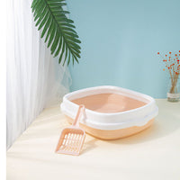 HKM-586003 Large Detachable Anti-Splashing Cat Litter Box - Plastic, Multi-Size Options in Pink, Blue, Gray, Green