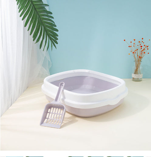 HKM-586003 Large Detachable Anti-Splashing Cat Litter Box - Plastic, Multi-Size Options in Pink, Blue, Gray, Green