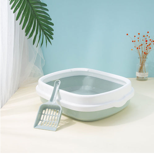 HKM-586003 Large Detachable Anti-Splashing Cat Litter Box - Plastic, Multi-Size Options in Pink, Blue, Gray, Green