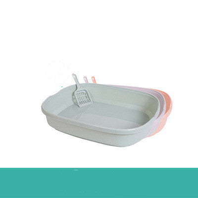 HKM-586003 Large Detachable Anti-Splashing Cat Litter Box - Plastic, Multi-Size Options in Pink, Blue, Gray, Green