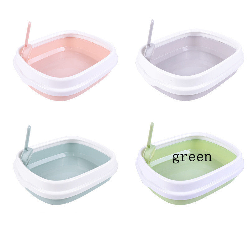 HKM-586003 Large Detachable Anti-Splashing Cat Litter Box - Plastic, Multi-Size Options in Pink, Blue, Gray, Green