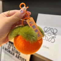 HKM-586003 Soft Fluffy Persimmon Ball Pendant Key Chain for Bag, Mobile, and Car Decoration