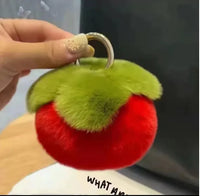 HKM-586003 Soft Fluffy Persimmon Ball Pendant Key Chain for Bag, Mobile, and Car Decoration