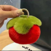 HKM-586003 Soft Fluffy Persimmon Ball Pendant Key Chain for Bag, Mobile, and Car Decoration
