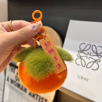HKM-586003 Soft Fluffy Persimmon Ball Pendant Key Chain for Bag, Mobile, and Car Decoration