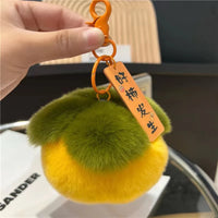 HKM-586003 Soft Fluffy Persimmon Ball Pendant Key Chain for Bag, Mobile, and Car Decoration
