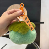 HKM-586003 Soft Fluffy Persimmon Ball Pendant Key Chain for Bag, Mobile, and Car Decoration